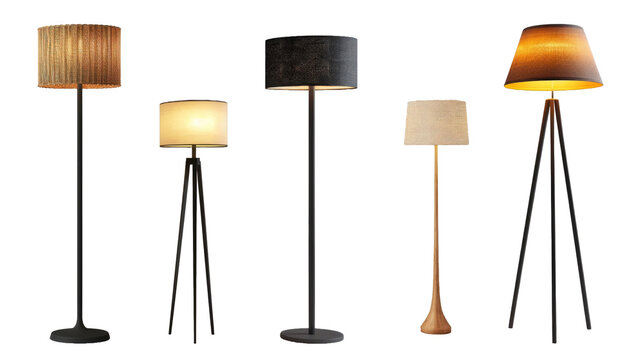 Set of modern cozy floor lamp on transparent background.