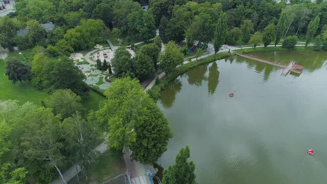 Playground Park Pond Zgierz Aerial View Poland