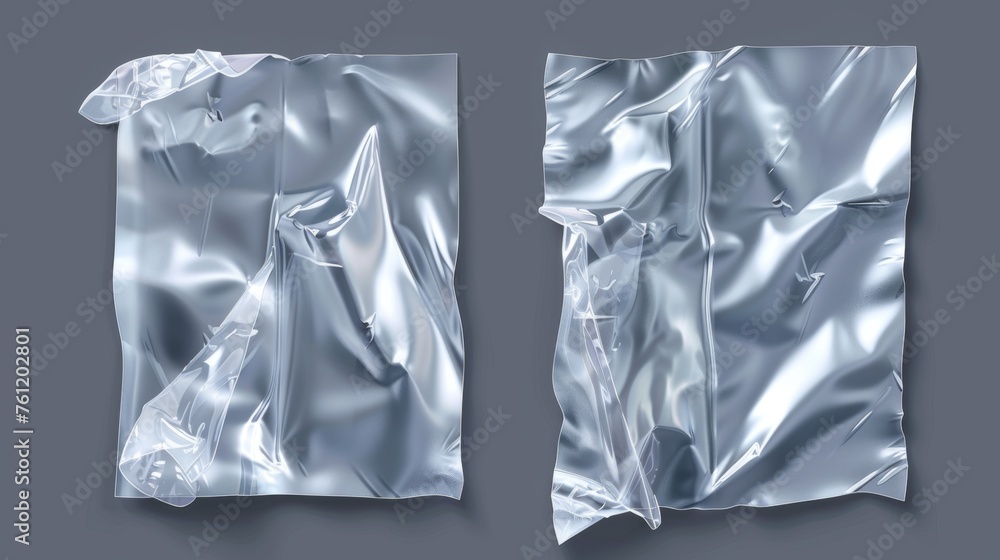 Poster this modern illustration set displays a realistic mock-up of a polythene or cellophane wrapper with 