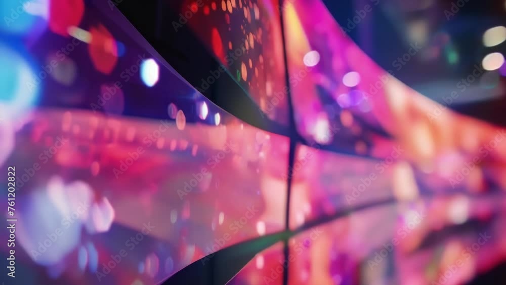 Poster a detailed shot of a quantum dot film being applied to a curved display highlighting the flexibility