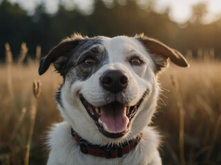 happy smiling dog looking at camera
