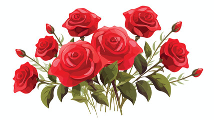 Bouquet of red roses. Decor elements for greeting card