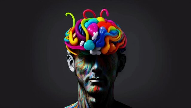 man with colorful brain