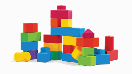 Plastic blocks vector illustration of children toy  - obrazy, fototapety, plakaty