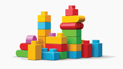 Plastic blocks vector illustration of children toy  - obrazy, fototapety, plakaty