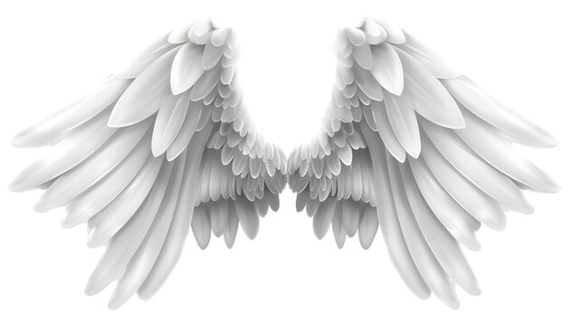 Angel wings isolated on white or transparent background. PNG file