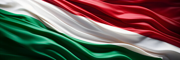 Unfurled Hungarian Flag Symbolising Strength, Fidelity and Hope - obrazy, fototapety, plakaty