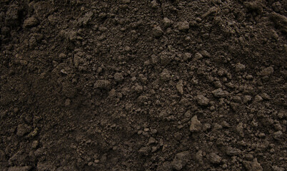 Closeup Black color soil texture