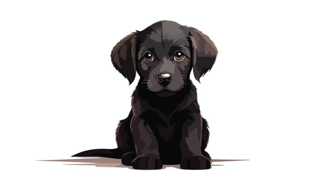 Puppy Black Illustration Isolated On White Background