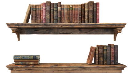 Books Shelf on Transparent Background. PNG file