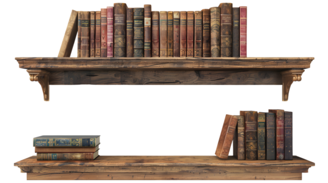 Books Shelf on Transparent Background. PNG file