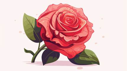Rose by other way flat vector isolated on white background