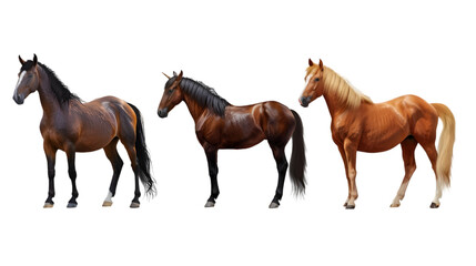 brown horse collection isolated on a white or transparent background. PNG