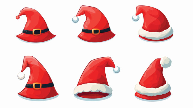 Santa hat cartoon flat vector isolated on white background