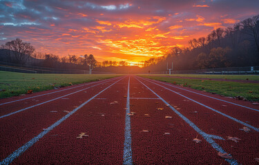 Track and field at sunset. A sunset on a track at nittany lions football stadium
