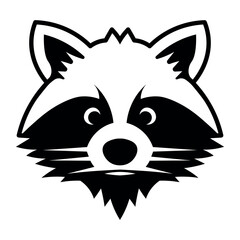 black vector raccoon icon on white background