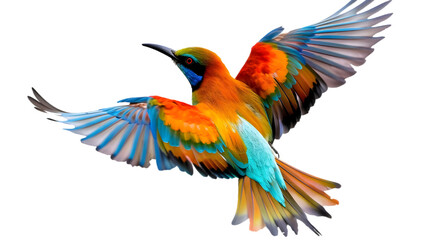 Obraz premium Colorful Bird flying in sky on transparent background. PNG file