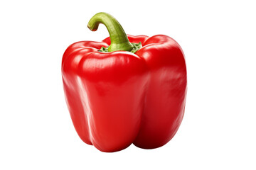 Red Pepper With Green Stem on White Background. On a Transparent Background.