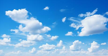 Naklejka na ściany i meble blue sky with white cloud background. blue sky with cloud closeup