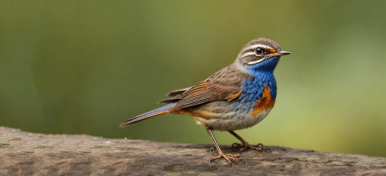 Red-spotted White-spotted Bluethroat (Luscinia svecica cyanecula), male singing, Fretterans, France, Europe generative on ai..