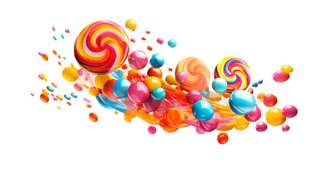 Colorful candy falling on transparent background. PNG file