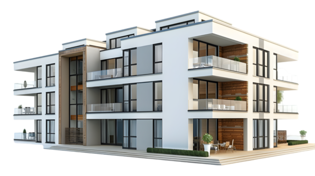 Dwelling Apartment on white or Transparent Background. PNG file - Powered by Adobe