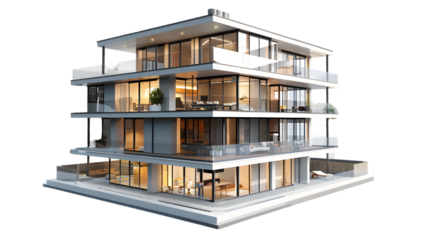Dwelling Apartment on white or Transparent Background. PNG file