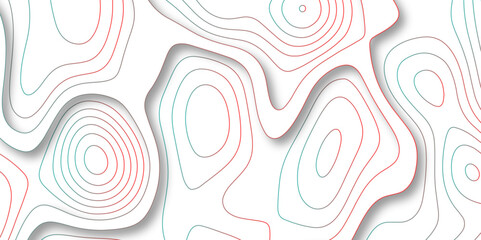 Abstract white colorful gradient Topographic line map background with shadows. Contour elevation topographic and textured Background Modern design with White background with topographic wavy patte.