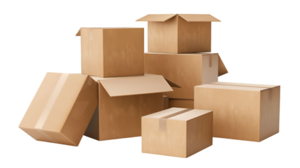 Carboard Boxes on Transparent or white Background. PNG file