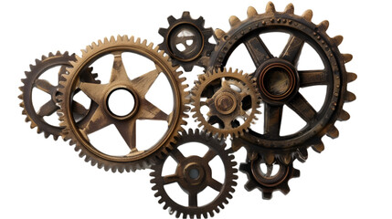 Gears isolated on transparent background. PNG file