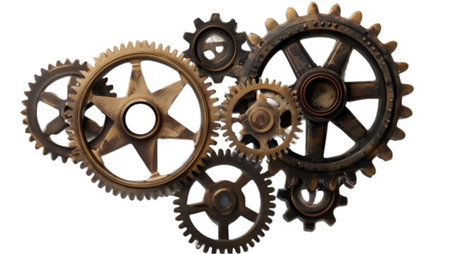 Gears isolated on transparent background. PNG file
