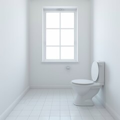 Fototapeta na wymiar Big Empty Toilet Room, White Walls, Modern Empty Toilet, Abstract Generative AI Illustration
