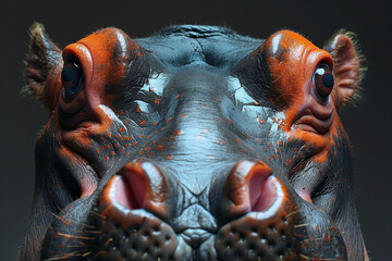 The River Giant: A Hyper-Detailed Hippo Close-Up generative AI - obrazy, fototapety, plakaty