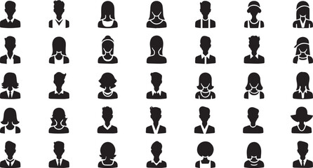 Face Icons Silhouettes People Icons EPS Vector Face Clipart	
