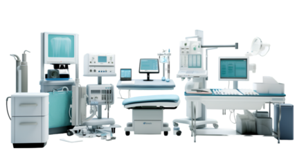 Medical equipment set background with white background. PNG file