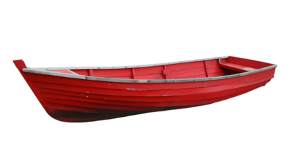Red Boat on white or Transparent Background, PNG file