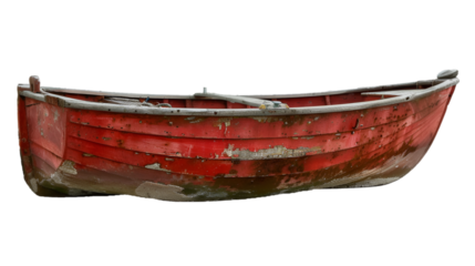 Red Boat on white or Transparent Background, PNG file