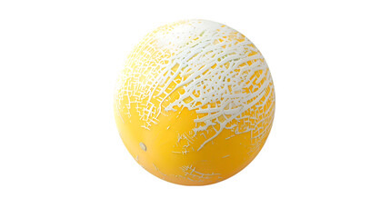 Fototapeta premium Yellow melon painted with white paint hovering mid air over a white or transparent background, png