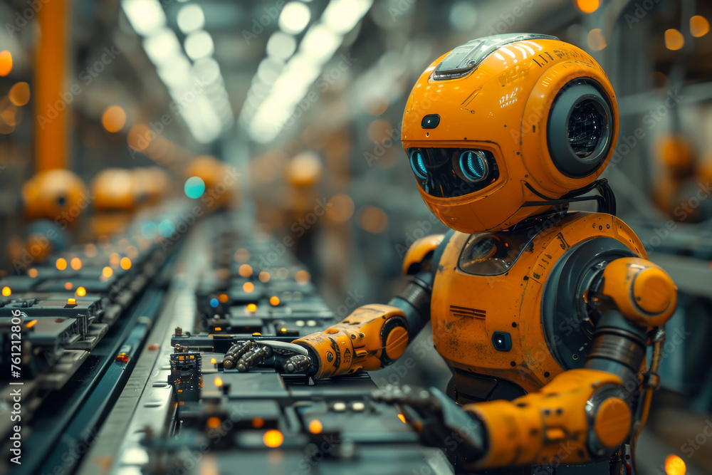 Poster robots are working in the production line