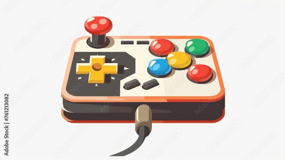 Poster a retro joystick. videogame controller from the 70s and 80s. playing console, joypad. video game dev