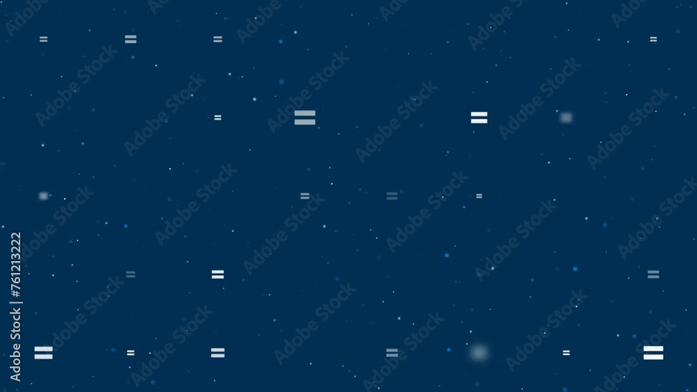Poster template animation of evenly spaced equals symbols of different sizes and opacity. animation of tran