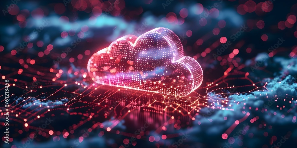 Poster guarding sensitive data: cloud security concept with a nebula of protective measures. concept cloud 