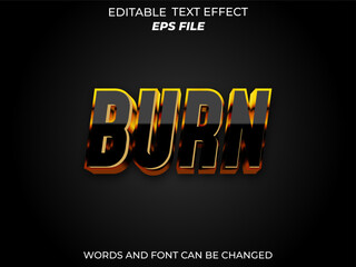 Obraz premium burn text effect, font editable, typography, 3d text. vector template
