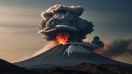 Ash cloud spreading from the eruption
