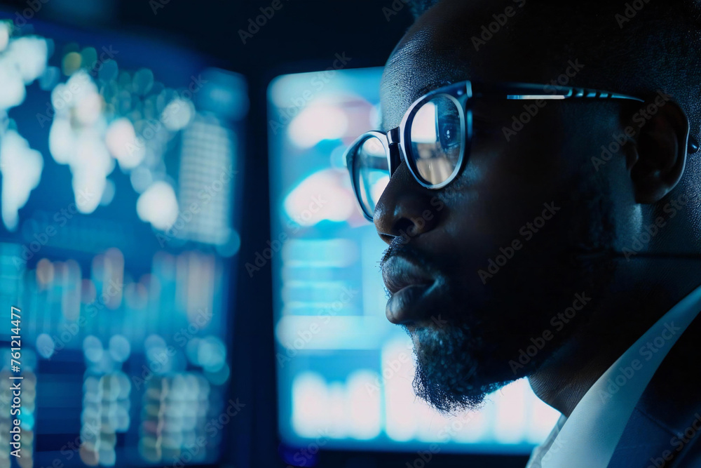 Poster financial analytics dashboard with african data and chart graph
