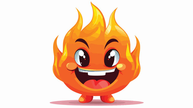 Cute fire cartoon with very angry expression hand 