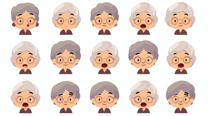 Cute grandmother avatar character  flat vector 
