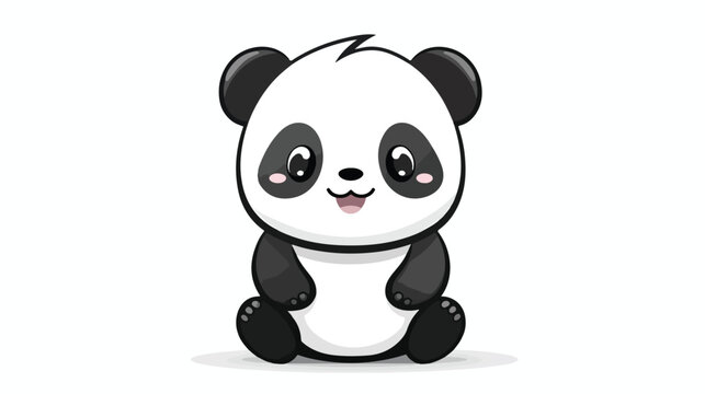 Cute panda emoticon. Simple cartoon vector 