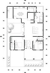 Architecture plan with furniture. home floor plan, isolated on white background, stock illustration.	