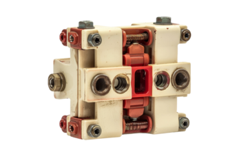Close Up of a Red and White Electrical Device. On a Transparent Background.